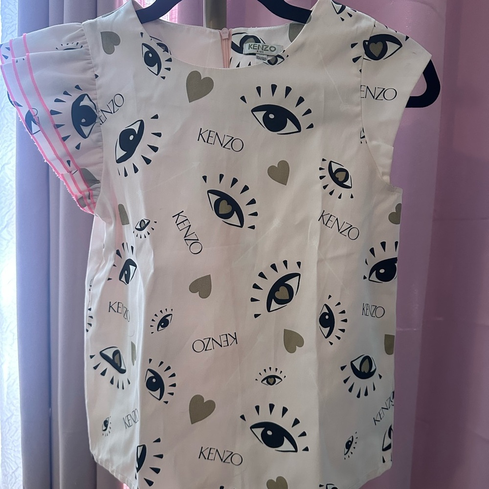 Kenzo Kids White Shirt with Eye and Heart Print